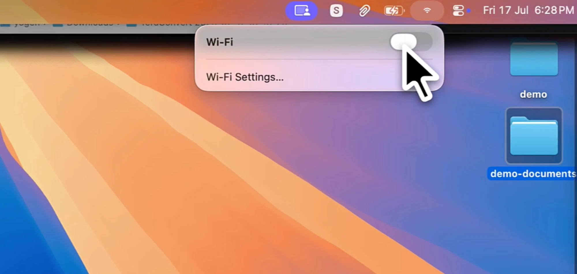 macOS menu bar with the Wi-Fi toggle switched off while TeraConvert is open